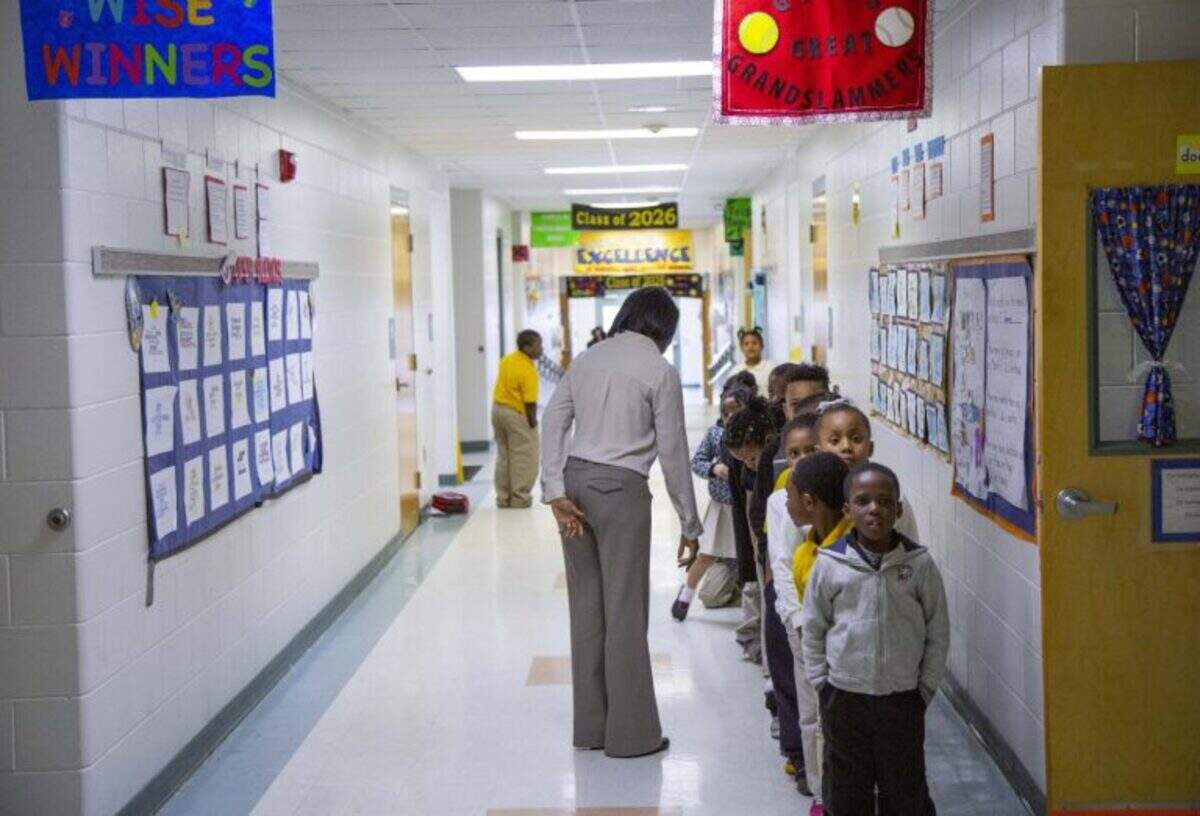 Burdell-Hunt Elementary School students in 2017. The school is one of 11 Bibb elementary schools to be under-enrolled according to state rules.