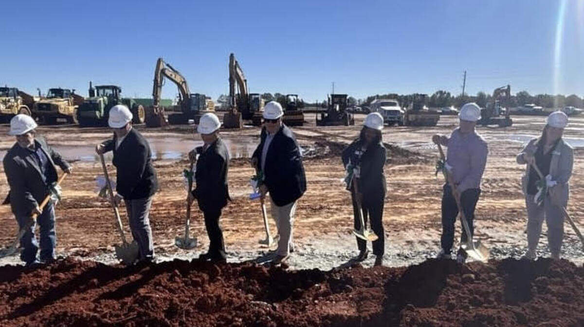 KIHOMAC brakes ground on a new aerospace manufacturing facility Thursday, Nov. 21, 2024, in the Robins International Industrial Park in Warner Robins