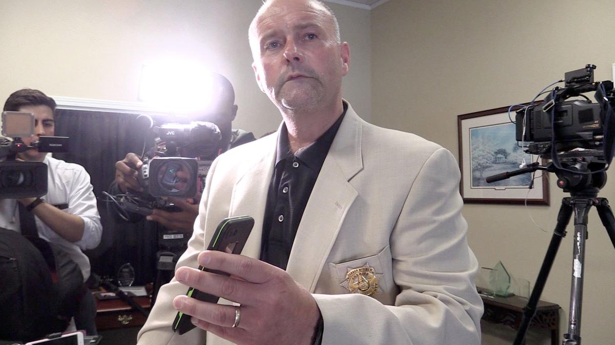 Twiggs County Sheriff Darren Mitchum at a May 31 news conference.