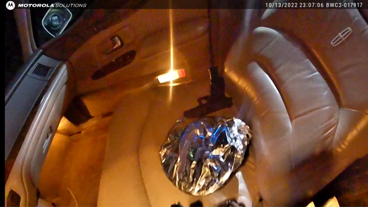 Body camera footage of a Baldwin County deputy who found a Glock 22 pistol with an extended magazine in the passenger seat of Dormaine Mitchell’s car on Oct. 13, 2022. He was found guilty by a jury of possessing a gun as a convicted felon on April 8, 2025. 