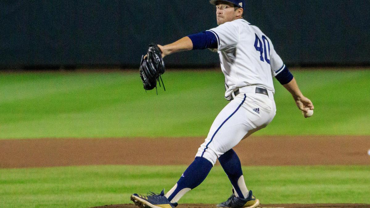 Georgia Tech’s Micah Carpenter (40) pitches against Auburn in their fourth game of the NCAA Atlanta Regional.