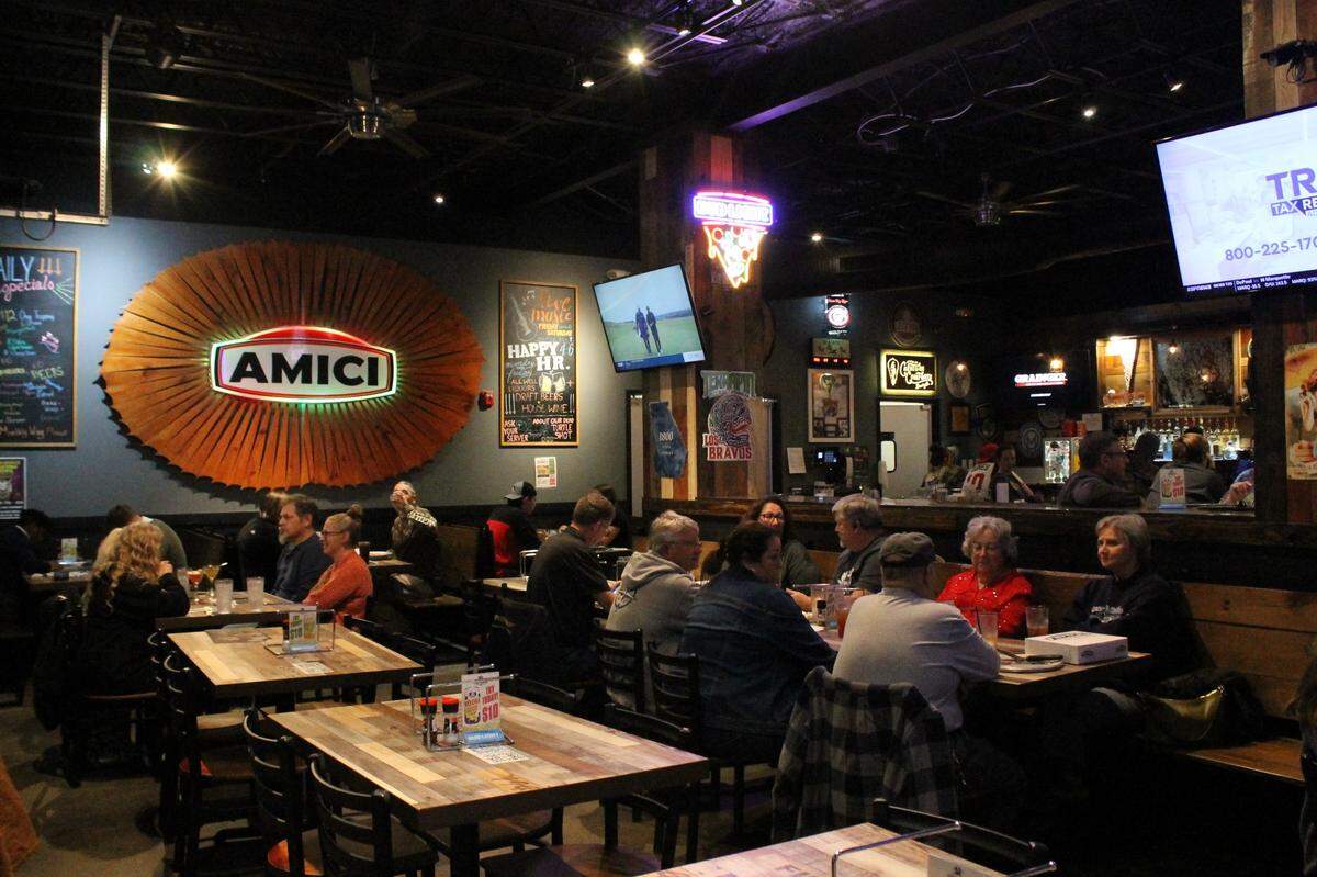 Attendees at a weekly trivia night at Amici on Feb. 11, 2025, in Macon. 