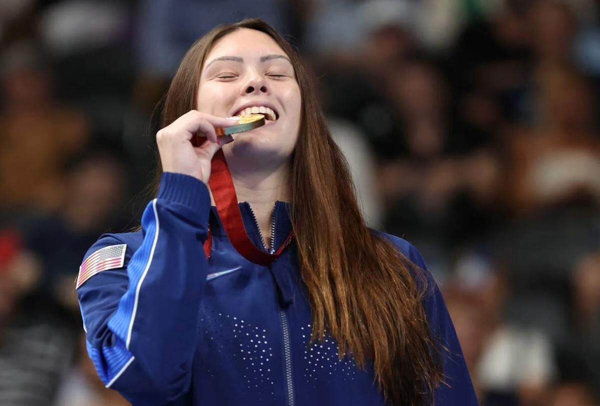 Gia Pergolini won the first U.S. gold medal of the Paris games.