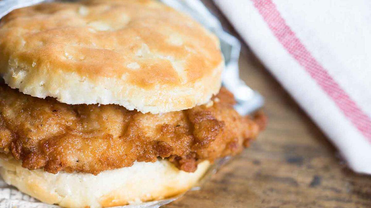 Macon loves Chick-fil-A chicken biscuits.