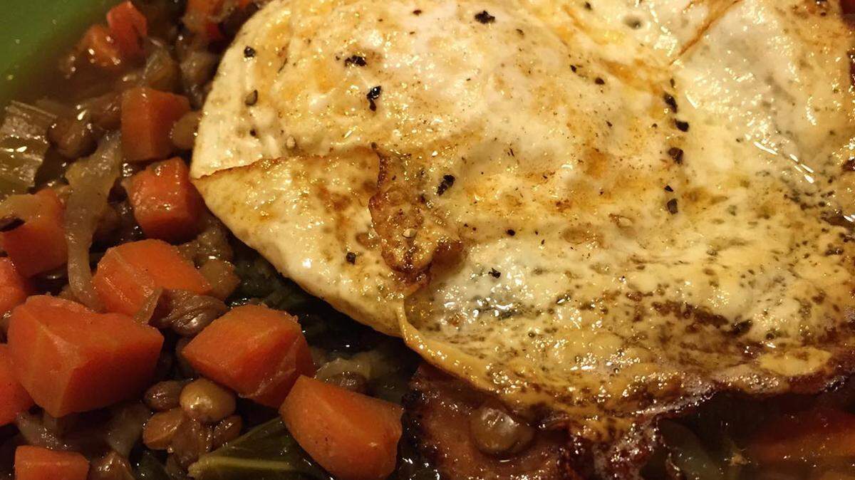 SPECIAL TO THE TELEGRAPH
Braised Lentils with Greens and Fried Egg makes for an earthy meal that is both satisfying and sophisticated.