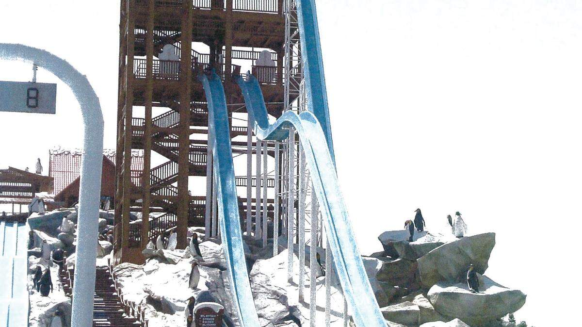 This photo provided by the manufacturer shows what the 100-foot waters slide planned for Rigby’s Water World would look like.