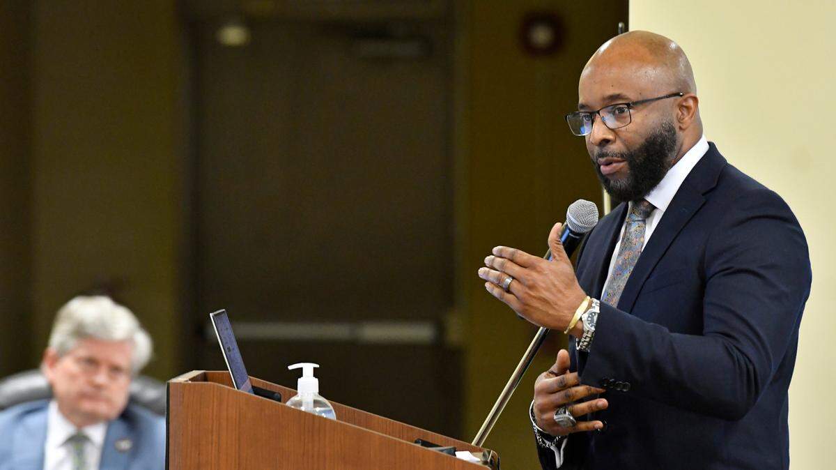 Bibb County School Superintendent Dan Sims speaks to members of the Bibb County Board of Education in this archive photo from 2022. The board approved the district’s budget for the next school year Thursday.