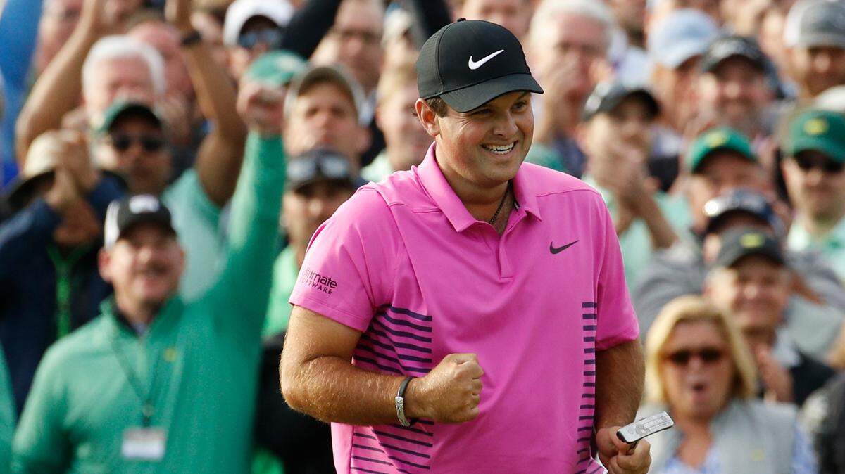 Patrick Reed reacts after winning the Masters golf tournament Sunday.