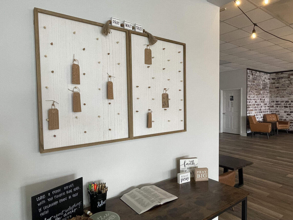 The prayer wall in the new “third space” at Little Light Coffee Co. in Warner Robins.