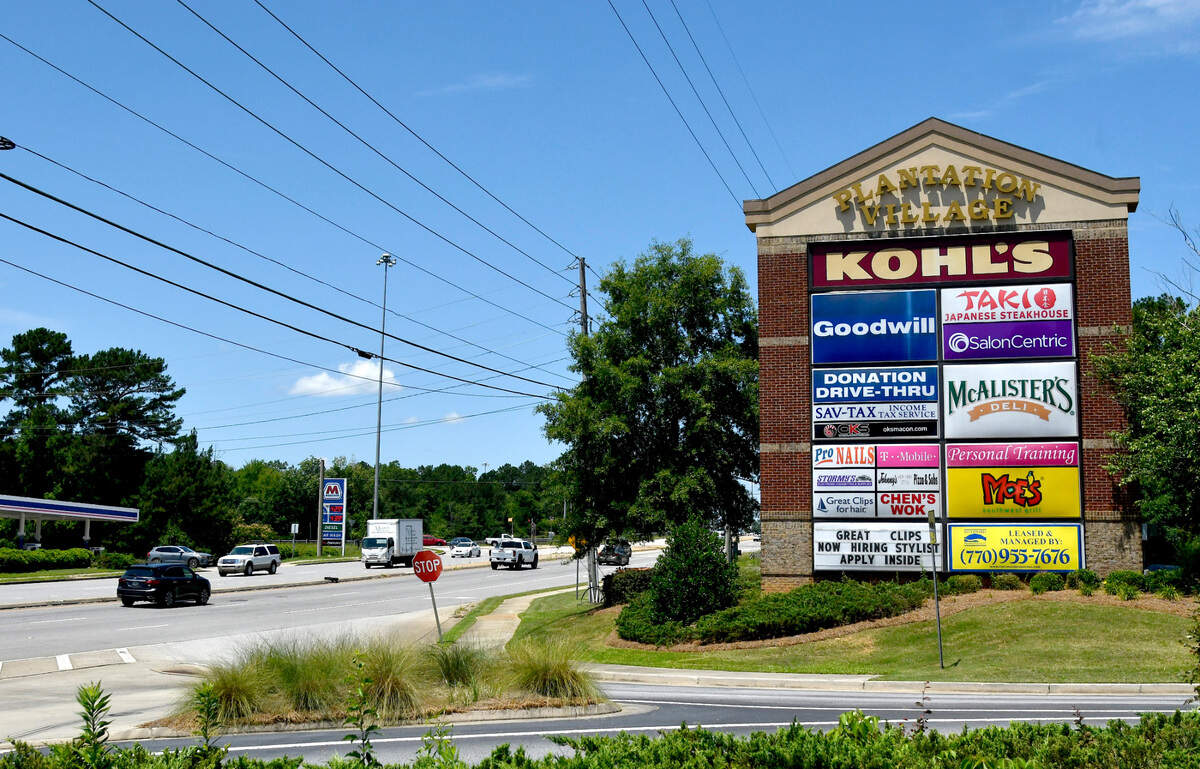 Plantation Village shopping plaza at 6255 Zebulon Road in Macon.