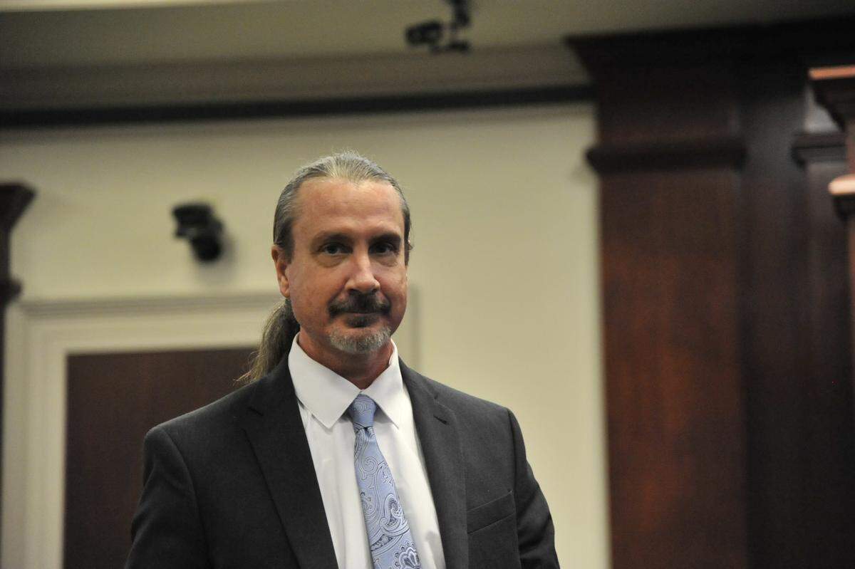 Marcus Lillard walking into Baldwin County Superior Court on Wednesday, April 6, 2022, on the second day of testimony in his murder trial in the 2019 death of his girlfriend, University of Georgia entomology professor Marianne Shockley.