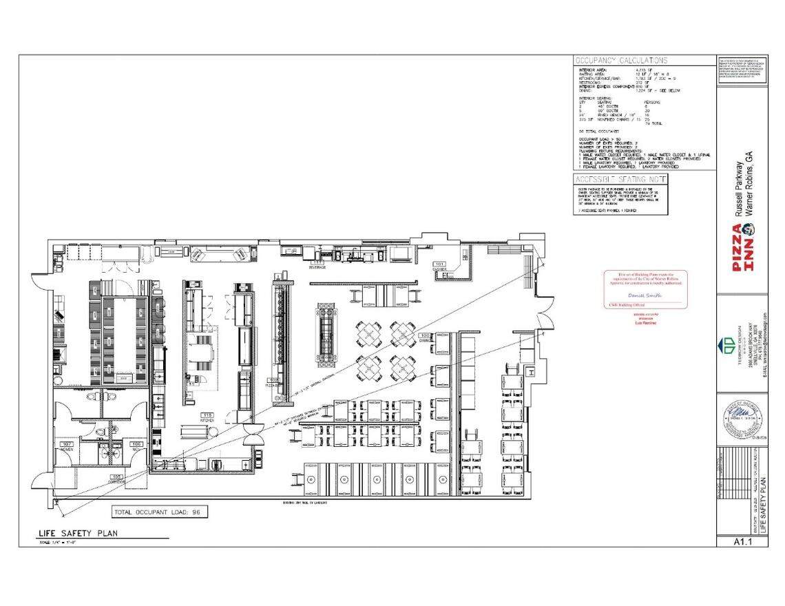 The build-out plan for the new Pizza Inn coming to Warner Robins.