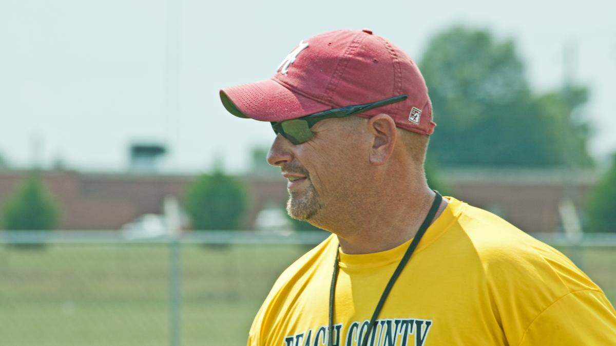 Peach County head coach Chad Campbell and the Trojans beat Warner Robins 19-0 last year.