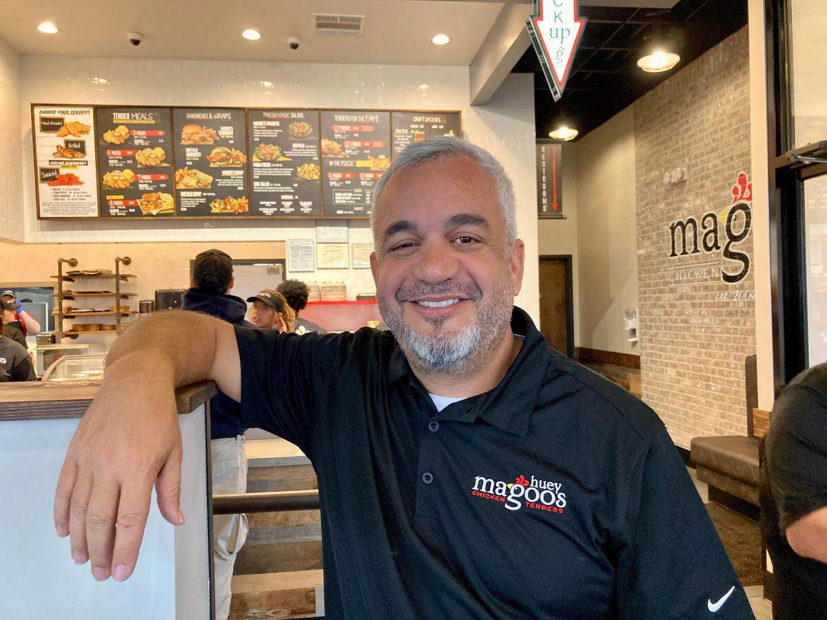 Franchisee Danny Rosales at the opening of his first Huey Magoo’s Chicken Tenders at 711 Lake Joy Road in Warner Robins.
