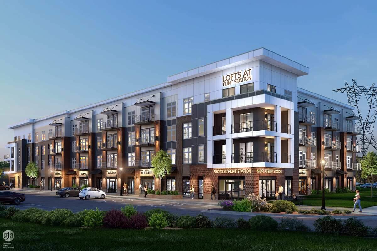 Rendering of the Lofts at Flint Station going up near the intersection of South Houston Lake Road and Russell Parkway in Warner Robins. The project includes five buildings and 15,000-square-feet of retail space in the first building.