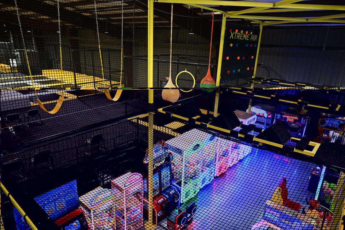 A ropes course above the arcade at the new Xtreme Air Mega Park in Warner Robins. The ropes course is an area of the trampoline park specifically for smaller children and has a height maximum of 65 inches.