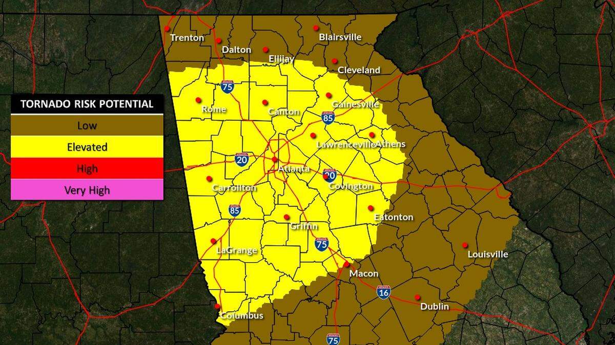 Tornadoes are possible today, Jan 12 in a string of strong storms.