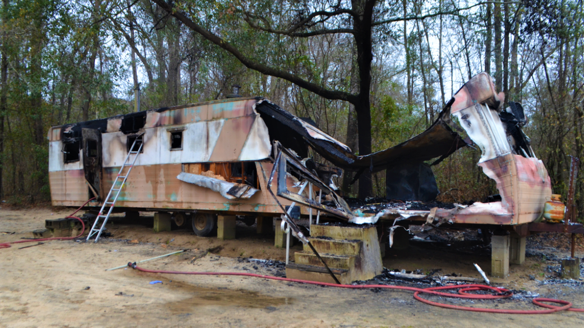 The scene of a fatal mobile home fire on Home House Drive in Dry Branch in Twiggs County on Jan. 22.