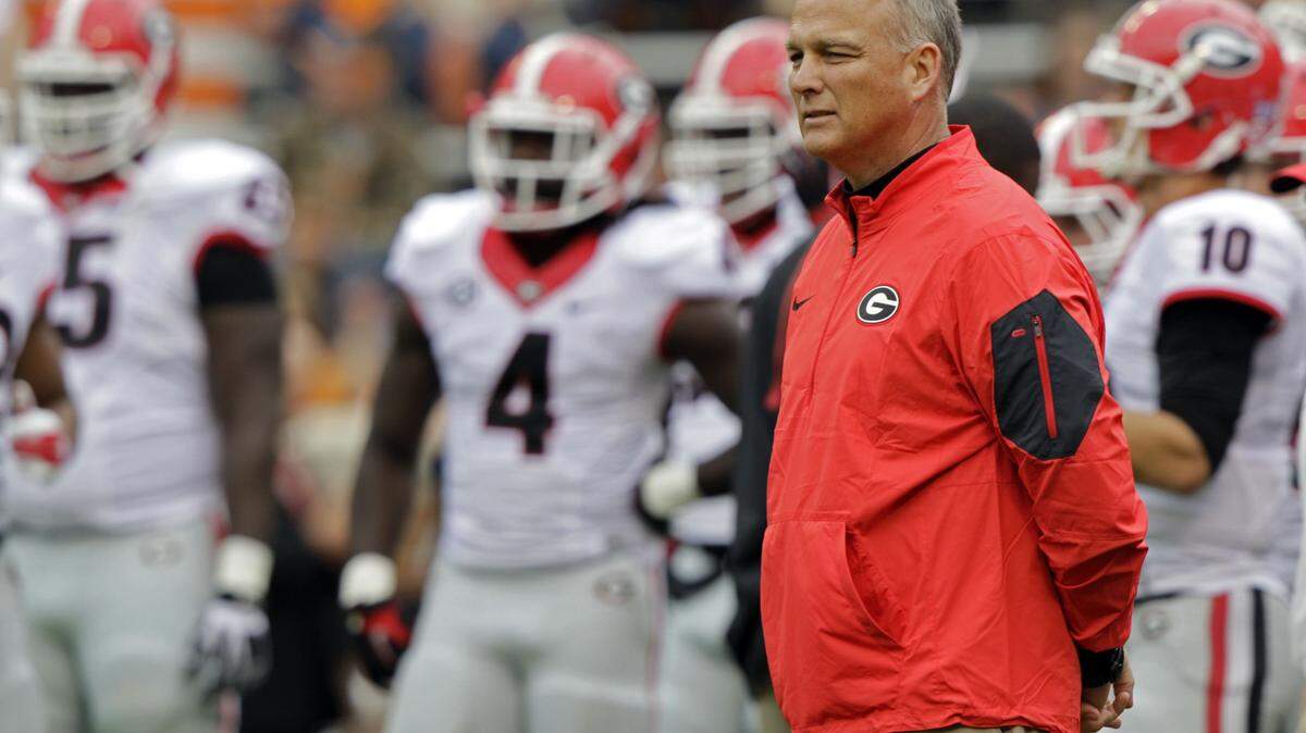 Georgia head coach Mark Richt on the sidelines during Georgia's game against Tennessee. 