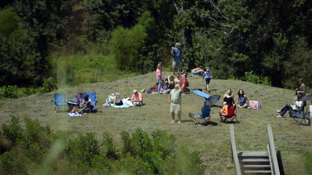 Hundreds of people on Aug. 8, 2017, took advantage of the Ocmulgee National Monument view to watch the solar eclipse.