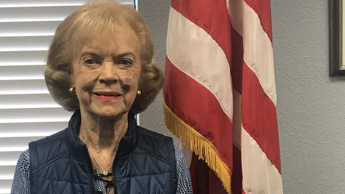 Shirley Greenway at Macon Social Security office. She retired last week after 57 years.