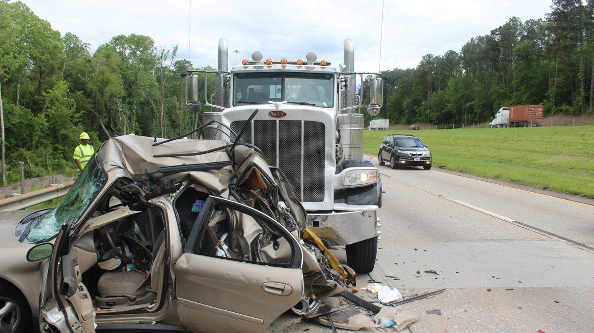 A picture of the scene that depicted the aftermath of a fatal collision on April 30, 2020, after Arthur Waldrip was distracted and crashed into Macon pastor Clifford Scott’s car. Waldrip was sentenced to six years in prison.
