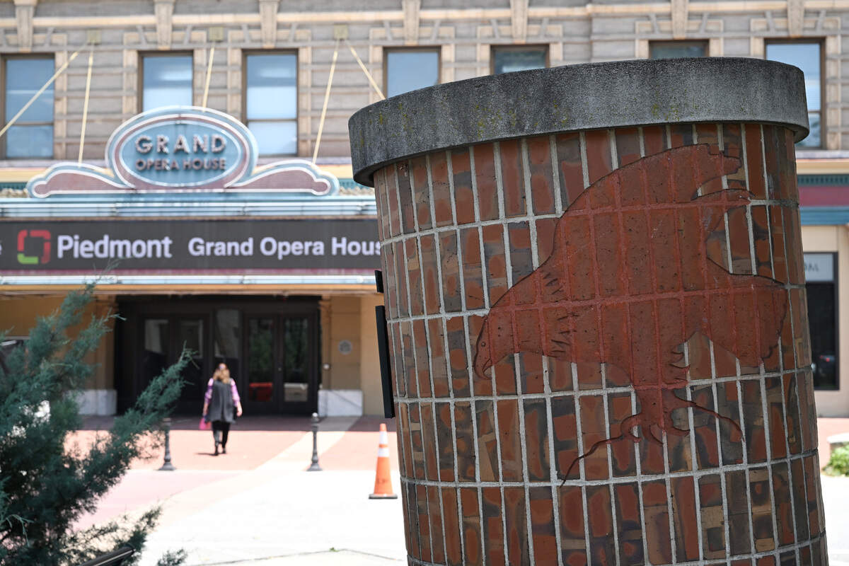 The Macon bicentennial time capsule sits on the median outside the Piedmont Grand Opera House. The capsule will remain closed until 2076.