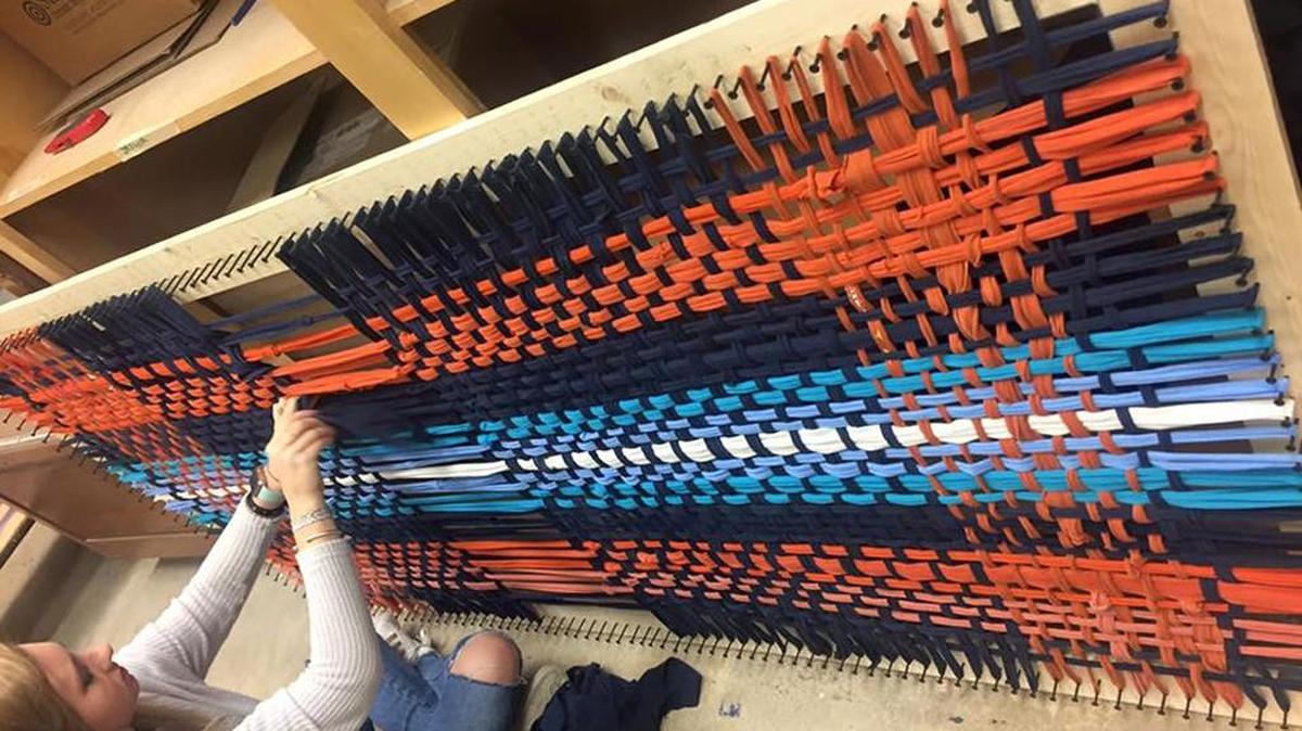 “The Art of Weaving” exhibition by students at Wesleyan College will be on display at the Goodwill store on Forsyth Road through the end of April.