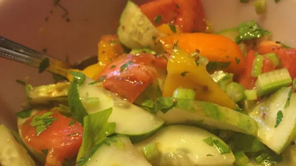 Enjoy some of the season’s last homegrown tomatoes in Heirloom Tomato Salad.