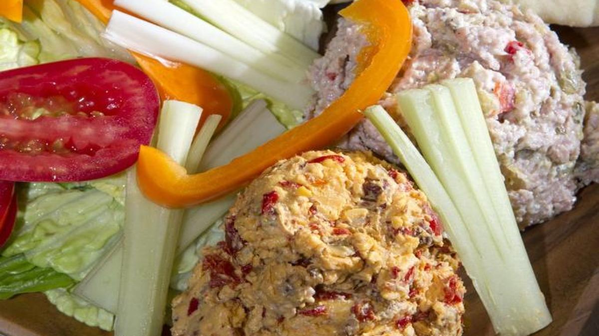 Teddi Wohlford made pita bread for her pimento cheese and ham relish.