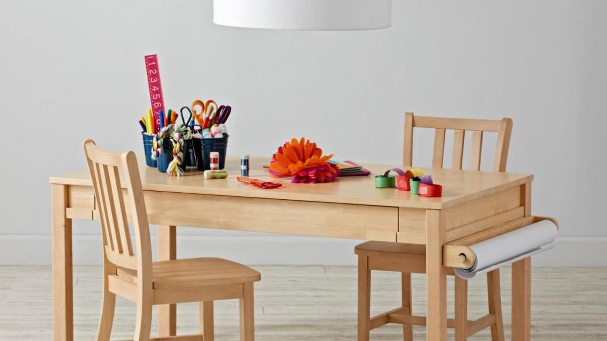 Pick a versatile table that will grow with your kids, such as the Adjustable Activity Table, in small or medium ($239-$249, landofnod.com).