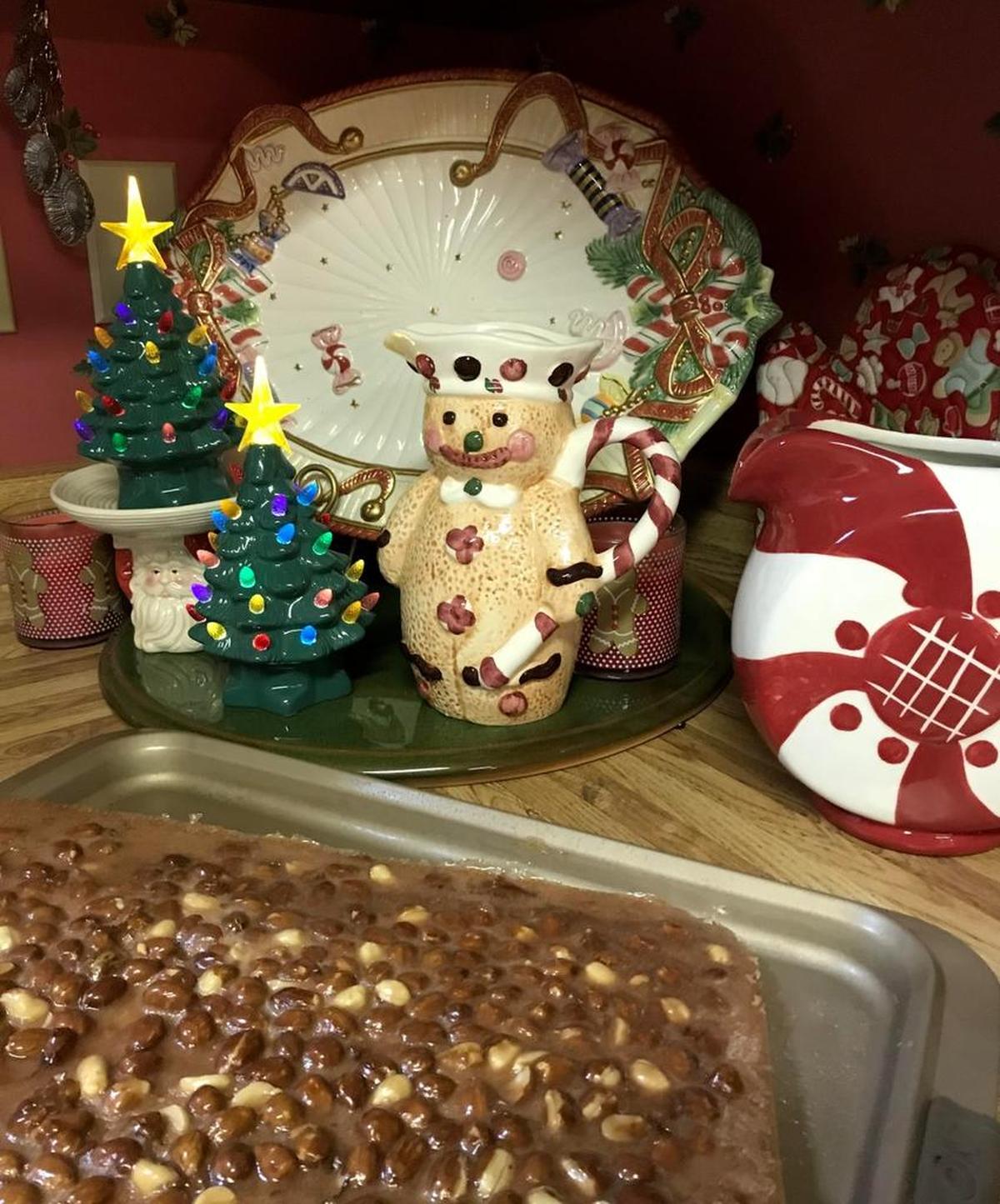 The peanut brittle after it finally hardened but before we cracked it up.