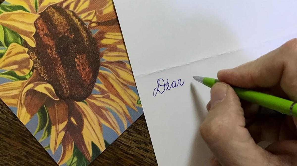 Mark Ballard is banking on some people still handwriting notes. He has a line of notecards showcasing his artwork he sells.