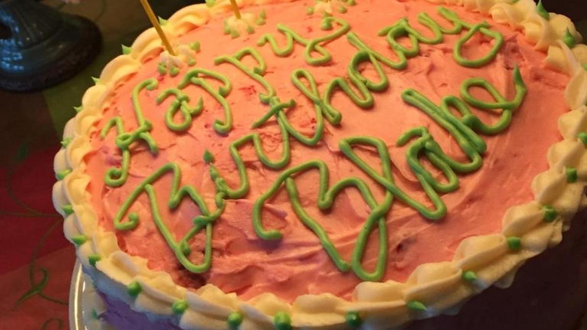 Mark Ballard made this homemade strawberry cake for his son, Blake, on his 34th birthday.