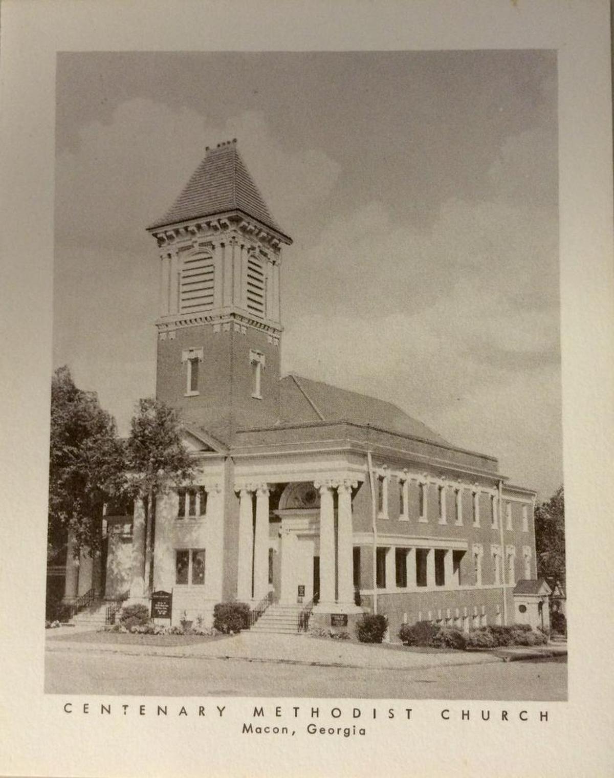 An undated photo card shows Centenary United Methodist Church in its earlier days.
