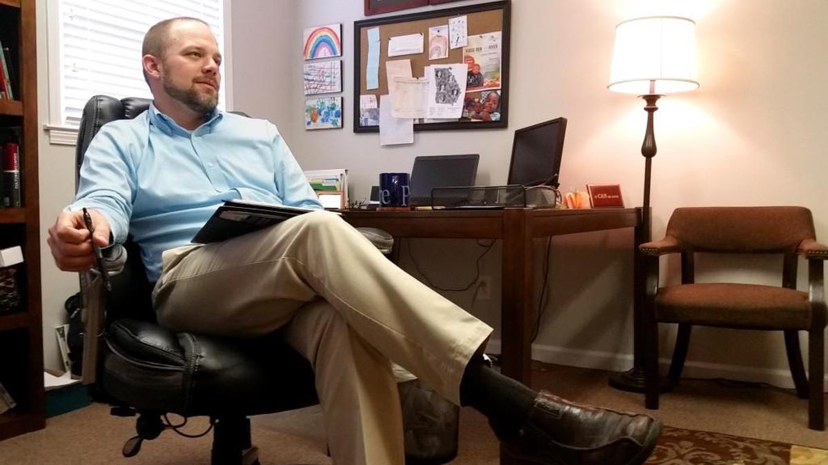 Stephen Story, executive director of Covenant Care Adoption Services, in his Macon office. Since 1989, Covenant Care has ministered to birthmothers, their babies and to adoptive families as they found families for 576 children.