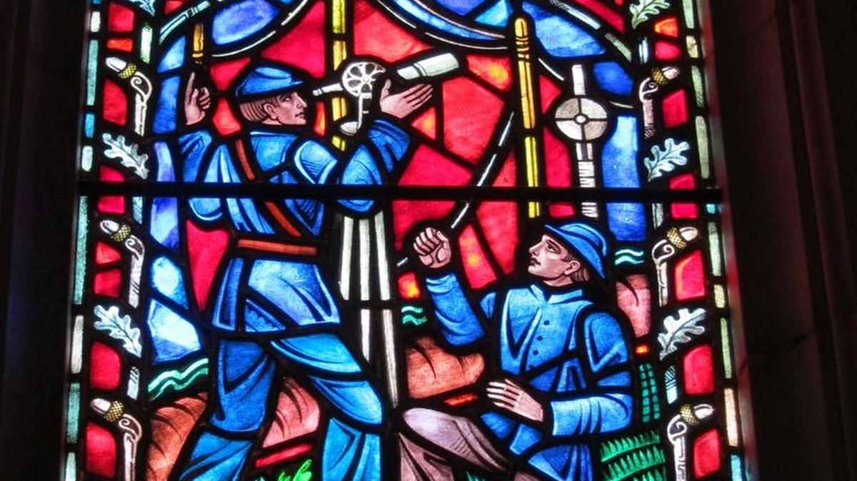 A window in Washington National Cathedral honors Confederate Gen. Robert E. Lee and features the Confederate battle flag.