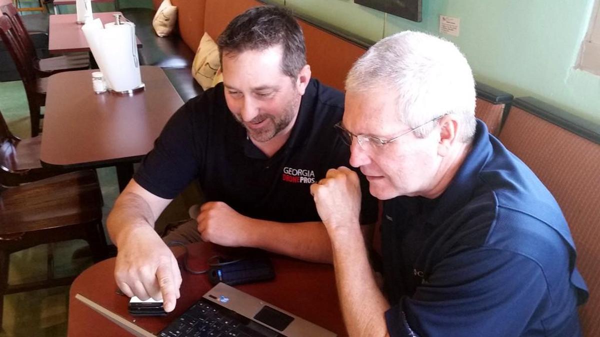 Chris Dunn and Andy Cook meet to plan for their trip to Israel where they will use drone technology and social media to help bring an Israel experience to those who can’t go themselves.