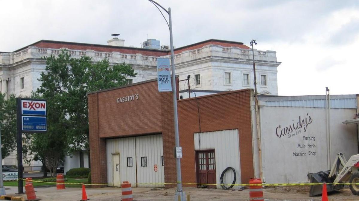 Cassidy’s Garage, which opened in 1915, sits at the corner of Mulberry Street and Broadway in Macon.