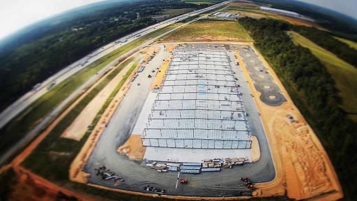 Roof panels were ready for its skin in this image taken last month of the FedEx Ground distribution center under construction in the I-75 Business Park in south Bibb County at Hartley Bridge Road and Interstate 75. It is expected to be fully operational by July 2017.