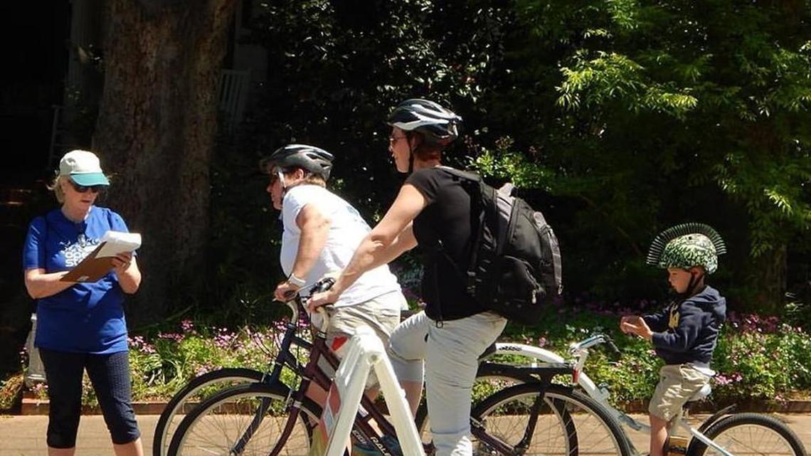 Volunteers collected rider data at Open Streets Macon in April, 2016.