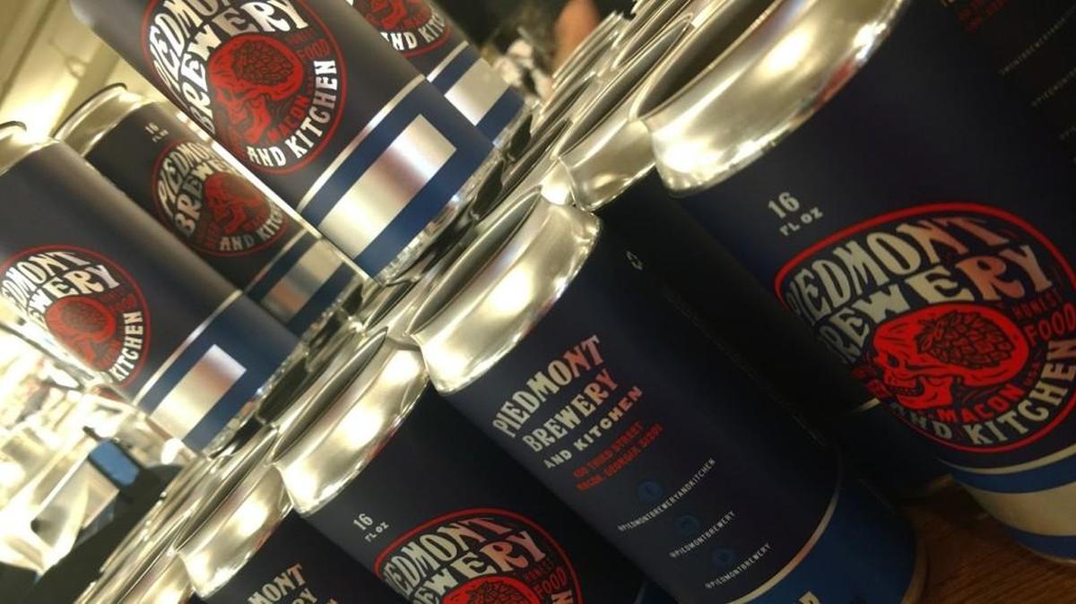 Craft beer brewed at Piedmont Brewery & Kitchen at 450-B Third St. in Macon is  available in cans.