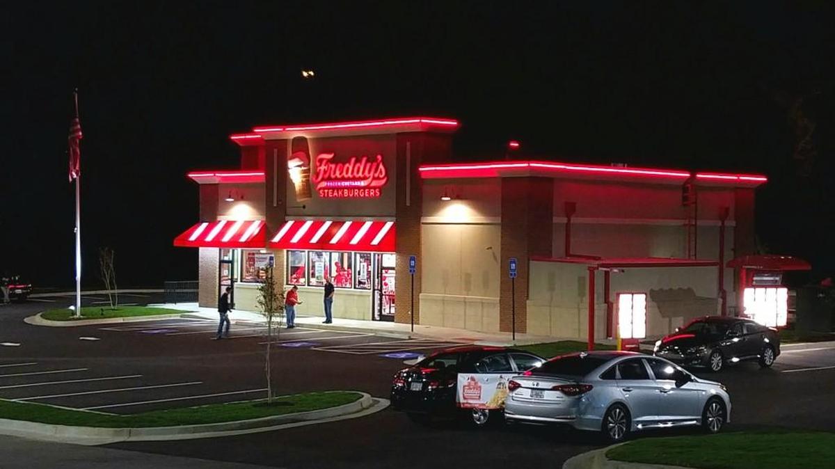 Freddy’s Frozen Custard & Steakburgers on Zebulon Road prepares Monday night for its opening Tuesday.