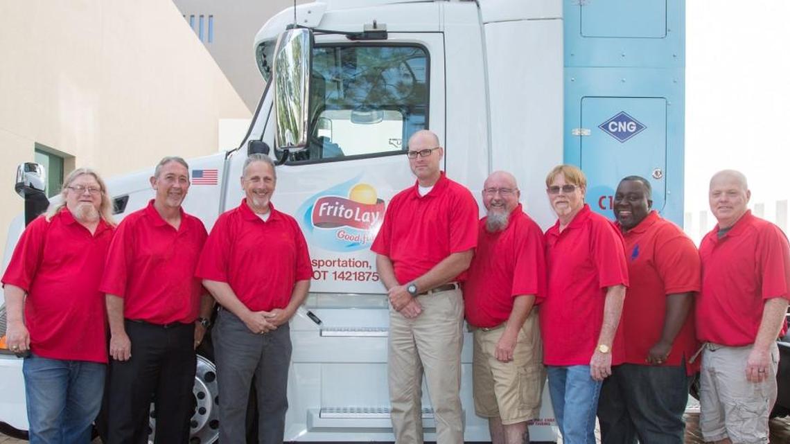 Frito-Lay recognizes Perry drivers for millions of accident-free miles. From left: Keith Robbins, Stacy Wehunt, Gene Clance, Tony Johnson, James Woodall, Mike Disney, Melvin Butler, Rusty Brown. Thomas Day is not pictured.