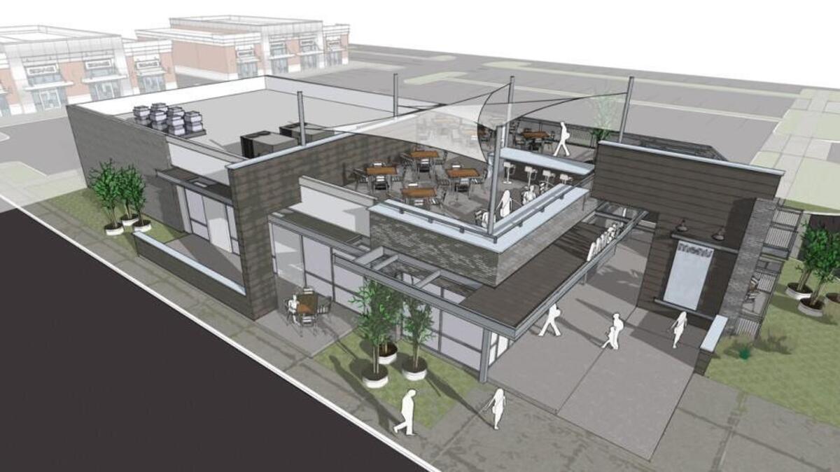 Rendering of Amici restaurant planning to go in Mercer Landing off Mercer University Drive. It is expected to open this fall.