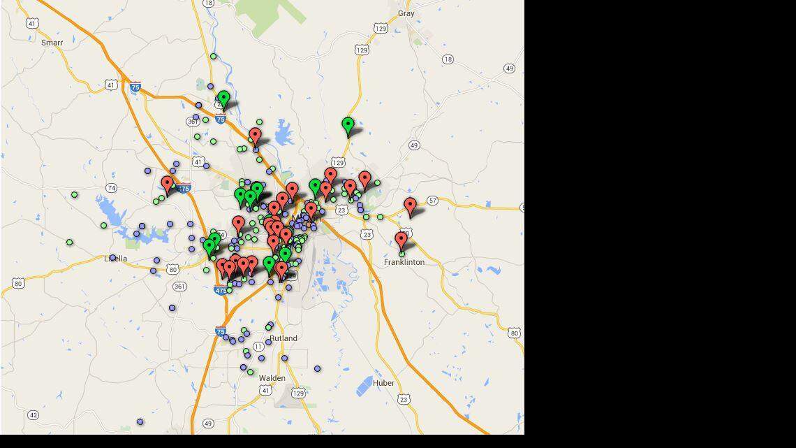 Where Macon-Bibb crimes were reported: December 2015