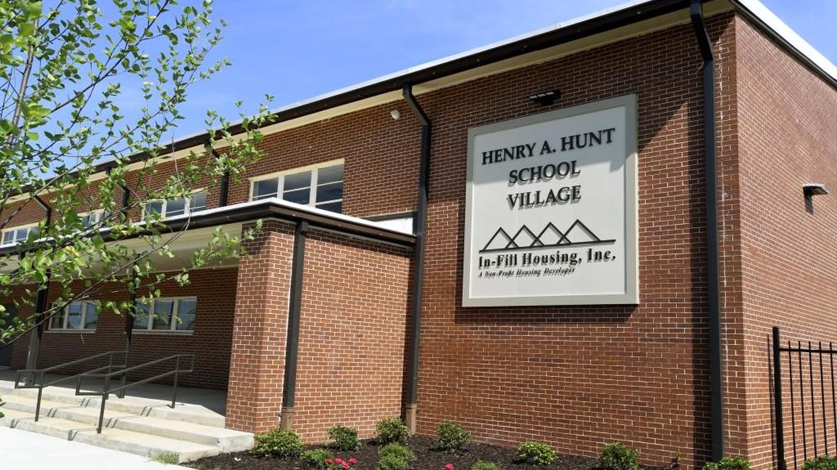 The Henry A. Hunt School Village administration building has a small theater, gym, and large common area. There are also two new apartment buildings that have 60 affordable housing units for seniors 62 and older.