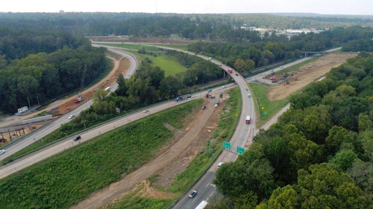 The Interstate 16 and 75 interchange in Macon is pictured in September. The bridge at the interchange will be rebuilt, and nightime demolition on portions of it will last at least until Nov. 17.