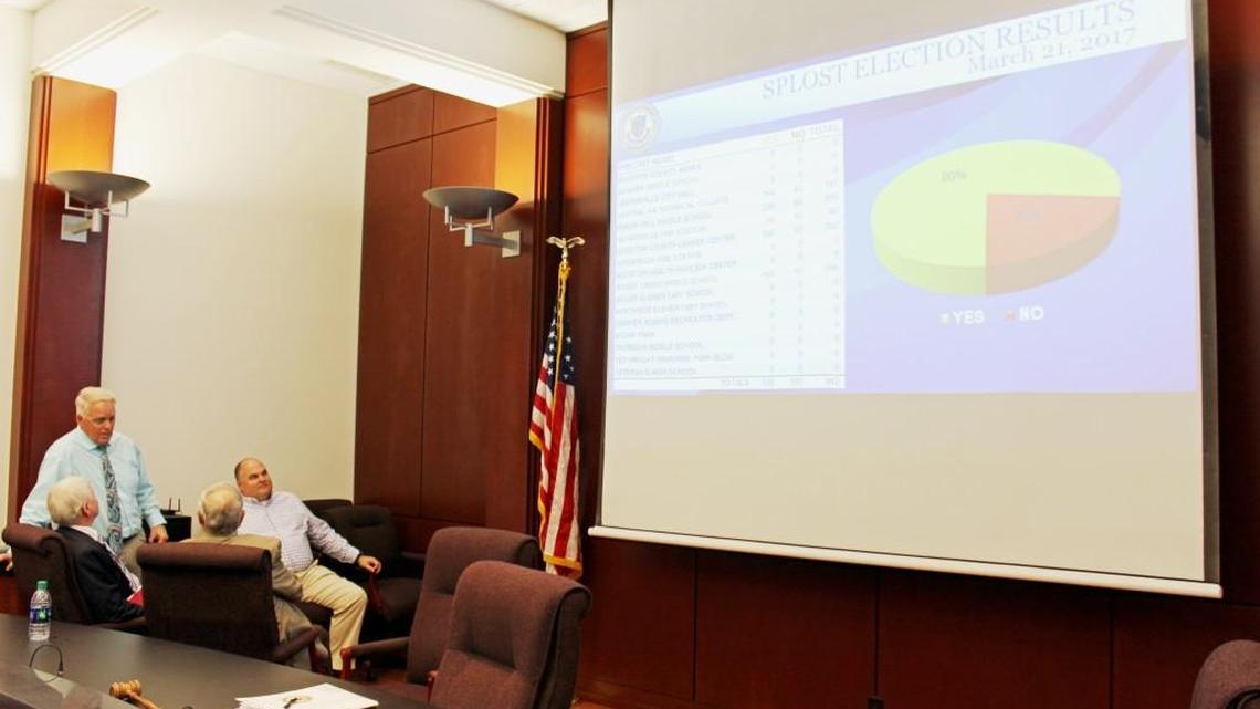 Official watch as the results come in on Houston County’s sales tax referendum.