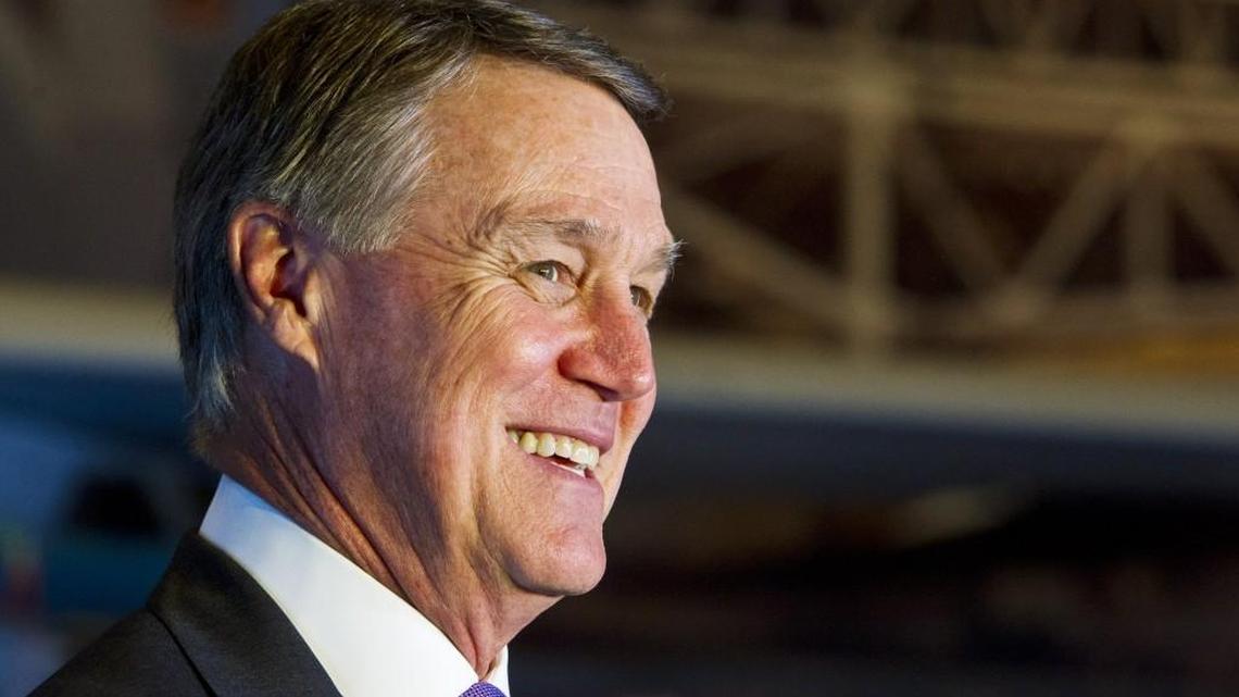 U.S. Sen. David Perdue (R-GA), shown at the Museum of Aviation in 2015, met with representatives of military communities across the state in Atlanta on Monday.